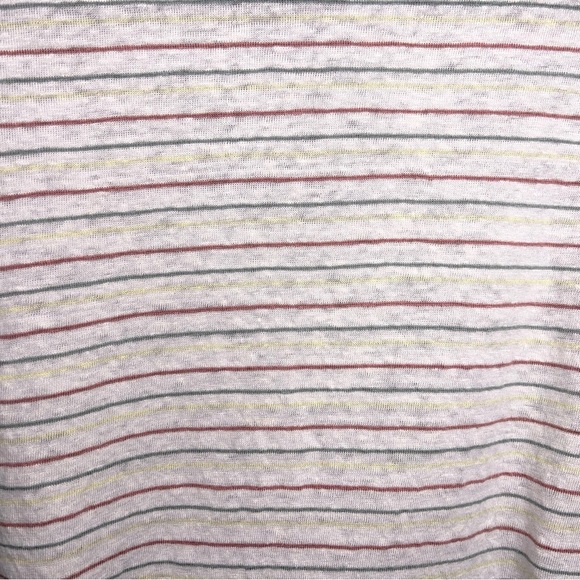Large Cynthia Rowley Linen Striped Top Short Sleeve Ivory White Pink Blue - Picture 10 of 12
